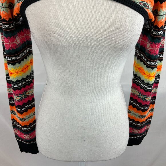 Maeve by Anthropologie Cropped Layer Sweater S Long Sleeve Black Yellow Orange - Picture 4 of 11